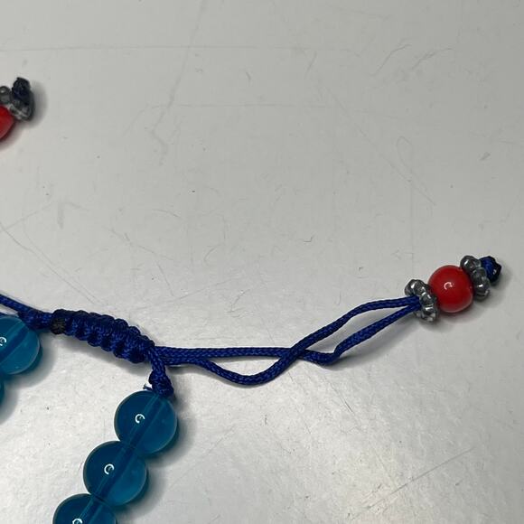 bracelet beads beaded turquoise colored blue beads with red contrast - Picture 4 of 7